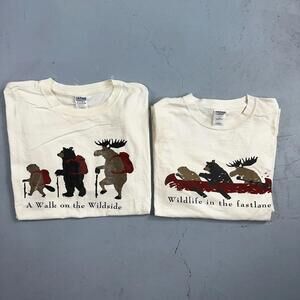 VTG Y2K Adirondack Mountains Walk On The Wild Side T Shirt XL Animals Lot 2